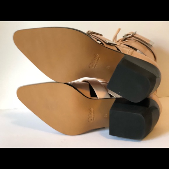 CHLOE RYLEE PINK LEATHER CUTOUT ANKLE BOOTS - Picture 8 of 13